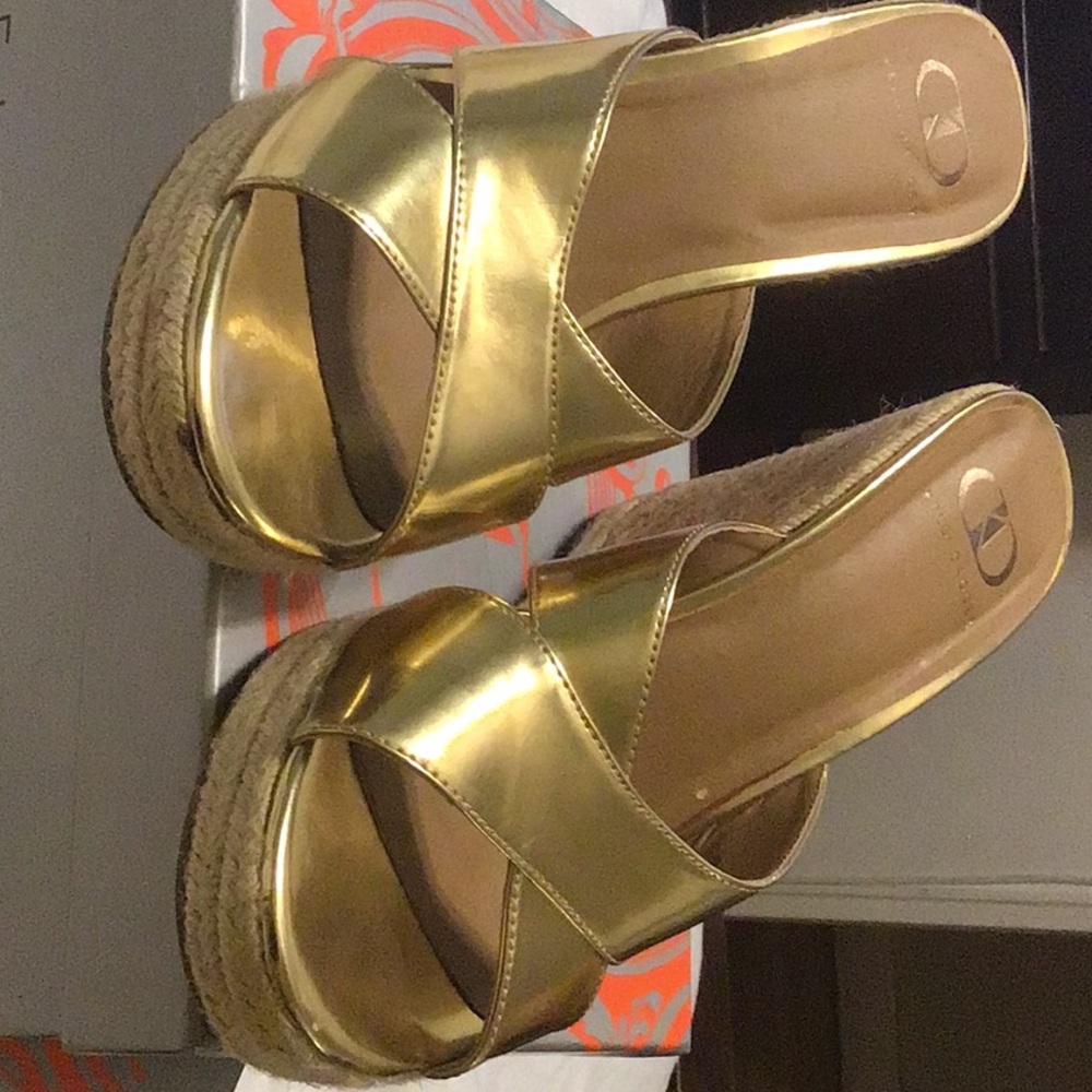 Gold Wedge Sandals